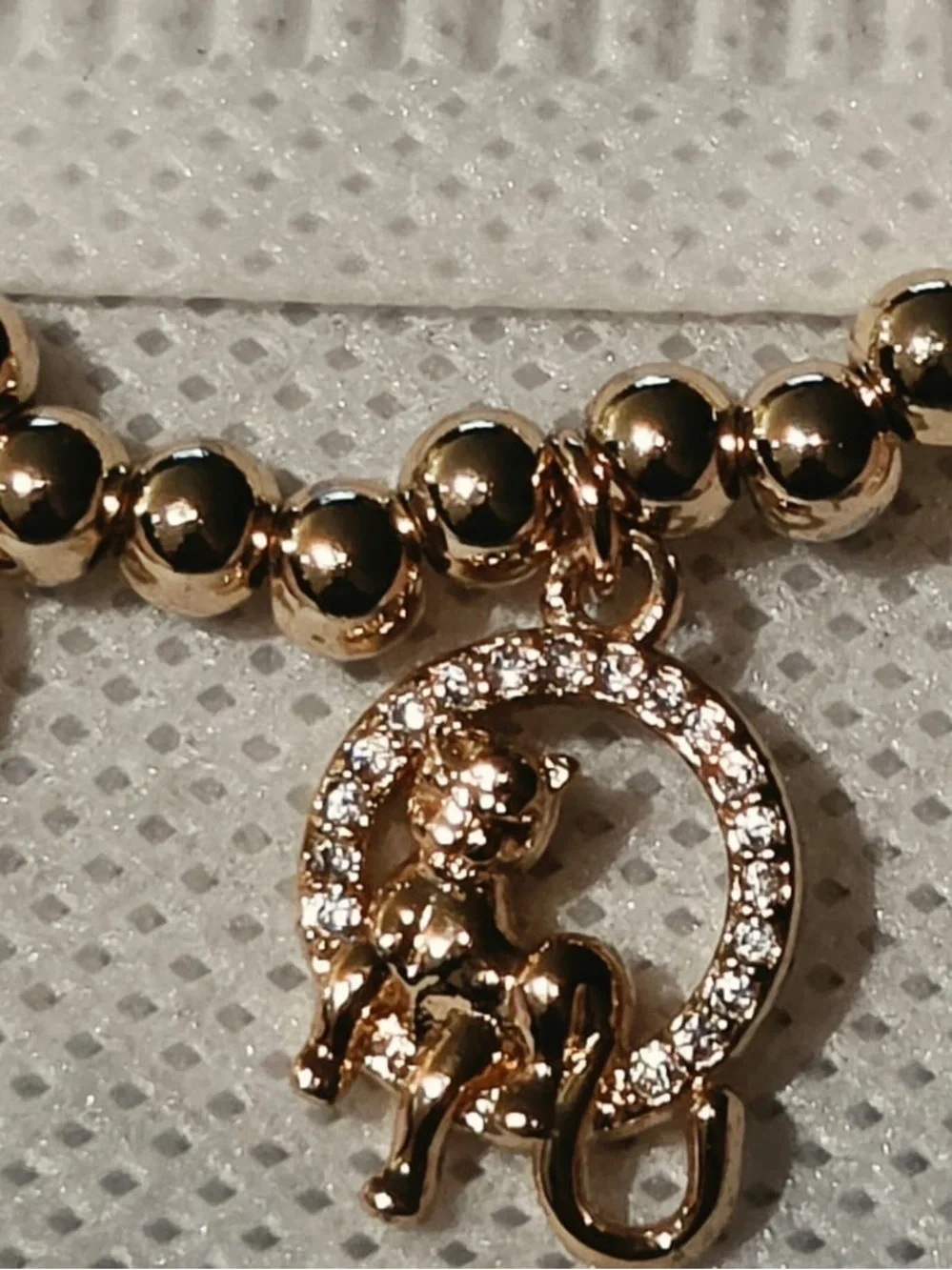 Fashion Jewelry Gold Beaded Bracelet with Girl, Boy & LOVE Charms